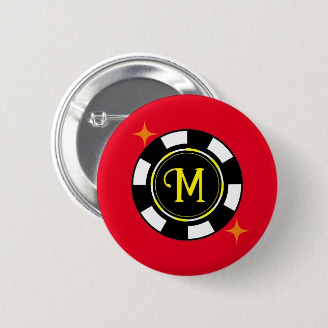 Badge Rond 5 Cm Bouton - Poker Personnalisé (ajouter initial) (Devant & derrière)