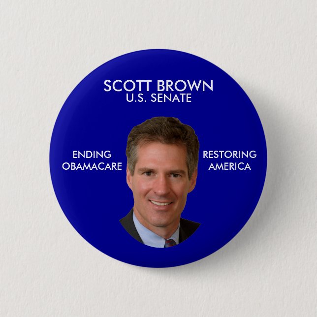 Badge Rond 5 Cm Bouton politique Brown de Scott anti Obama (Devant)