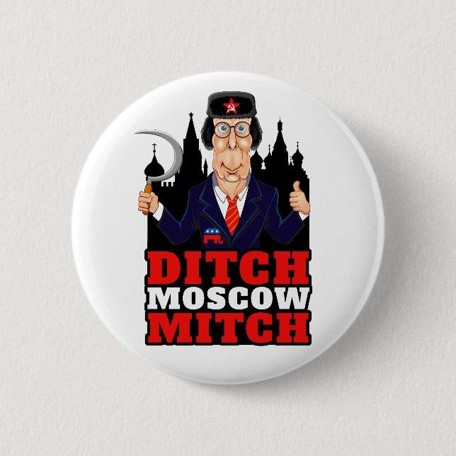 Badge Rond 5 Cm Bouton politique de Moscou Mitch McConnell (Devant)