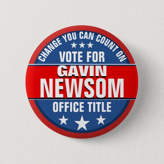 Badge Rond 5 Cm Bouton politique Gavin Newsom (Devant)