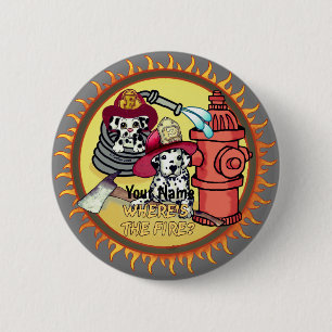 Badge Rond 5 Cm Bouton Pompiers de chien