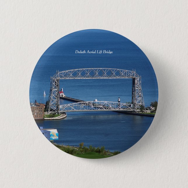 Badge Rond 5 Cm Bouton Pont de levage aérien de Duluth (Devant)