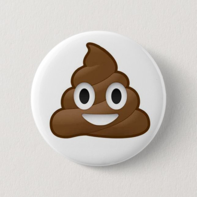 Badge Rond 5 Cm Bouton Poop Emoji (Devant)