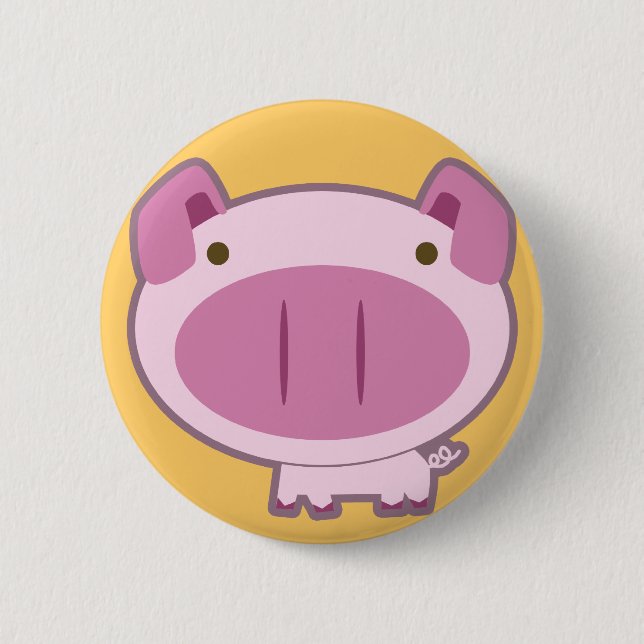 BADGE ROND 5 CM BOUTON PORCIN ROSE MIGNON (Devant)