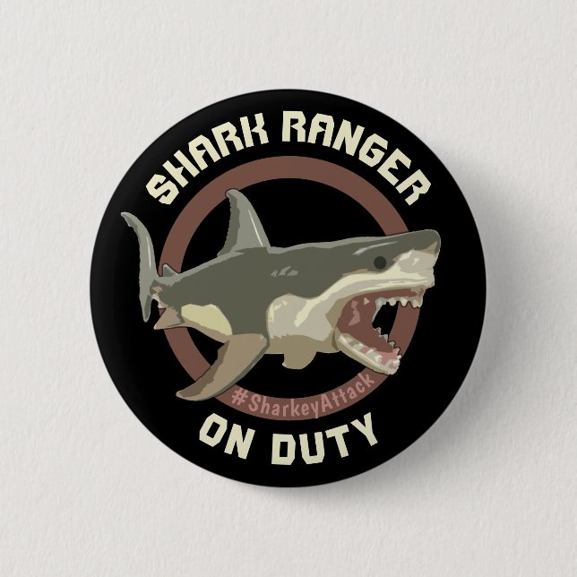 Badge Rond 5 Cm Bouton Portable Sharkey d'Shark "Sharkey Attack" (Devant)