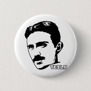 Badge Rond 5 Cm Bouton Portrait de Nikola Tesla