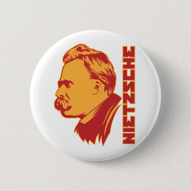 Badge Rond 5 Cm Bouton Portrait Frederich Nietzsche (Devant)
