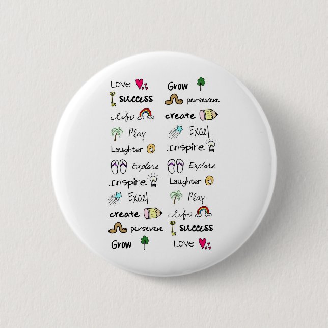 Badge Rond 5 Cm Bouton positif de mots (Devant)