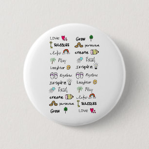 Badge Rond 5 Cm Bouton positif de mots