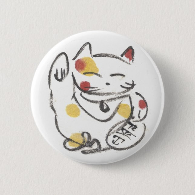 Badge Rond 5 Cm Bouton potelé de Maneki Neko (Devant)