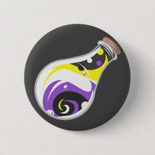 Badge Rond 5 Cm Bouton Potion de fierté non binaire