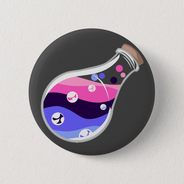 Badge Rond 5 Cm Bouton Potion de la fierté omnisexuelle (Devant)
