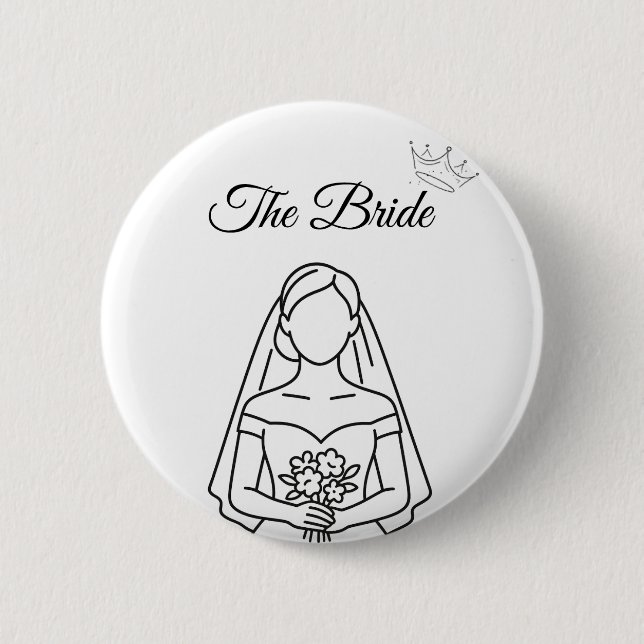 Badge Rond 5 Cm Bouton pour la mariée (Devant)