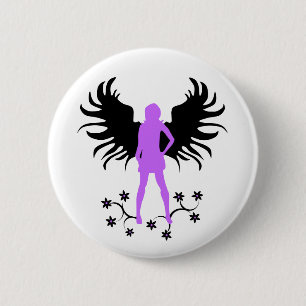 Badge Rond 5 Cm Bouton pourpre d'ange de Goth
