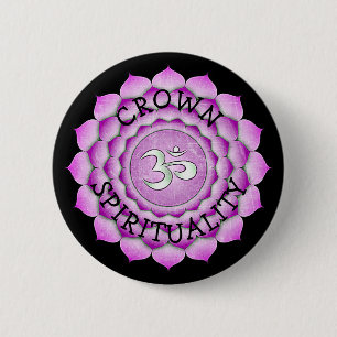 Badge Rond 5 Cm Bouton POURPRE de Chakra de Chi de SPIRITUALITÉ d