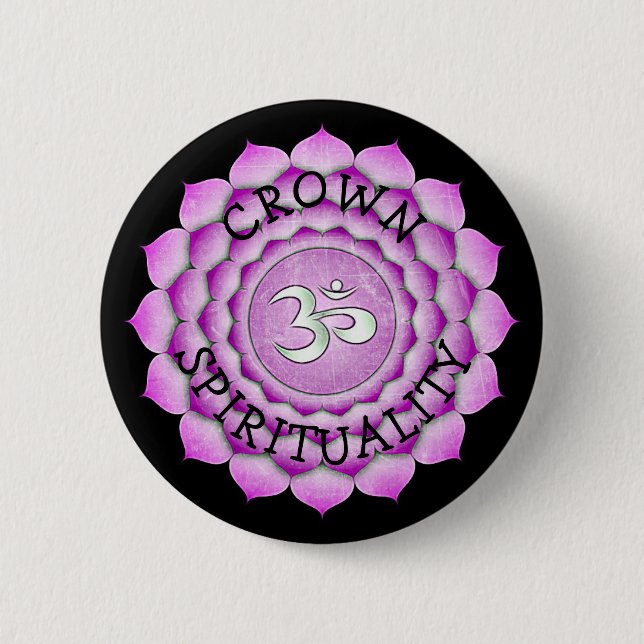 Badge Rond 5 Cm Bouton POURPRE de Chakra de Chi de SPIRITUALITÉ de (Devant)