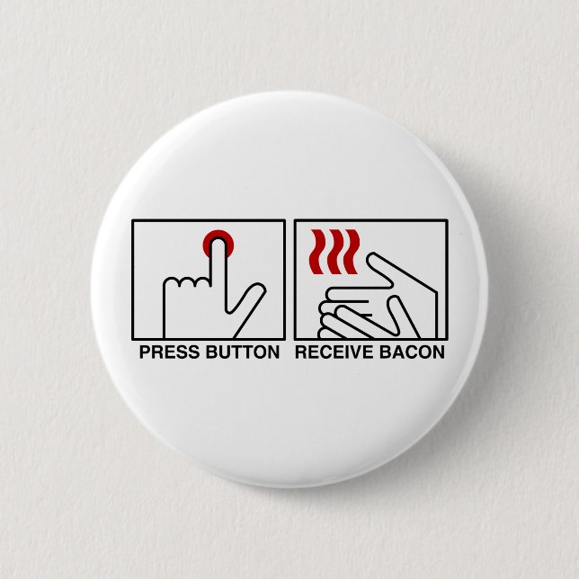 BADGE ROND 5 CM BOUTON POUSSER BACON DE RÉCEPTION BACON (Devant)