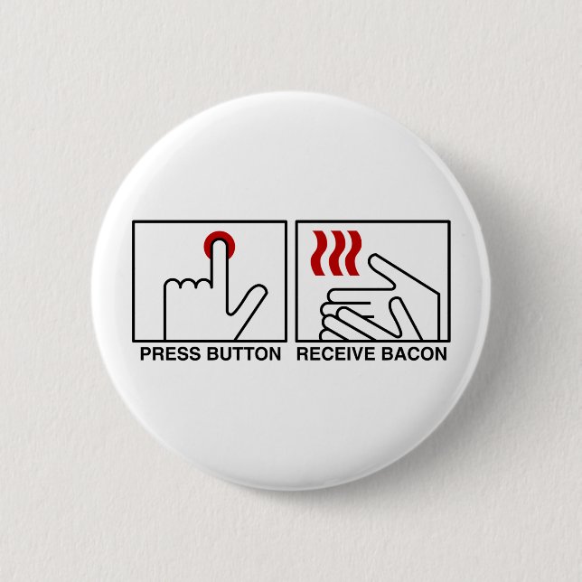 Badge Rond 5 Cm Bouton poussoir RECEPTION BACON Bouton (Devant)