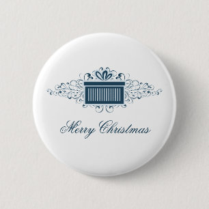 Badge Rond 5 Cm Bouton Présence Des Fêtes, Bleu