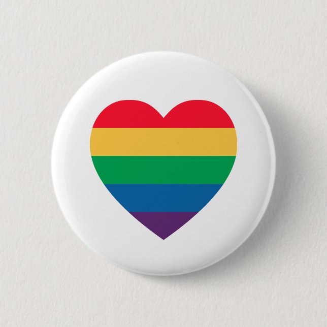 Badge Rond 5 Cm Bouton Pride Coeur arc-en-ciel (Devant)