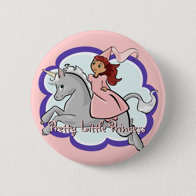 Badge Rond 5 Cm Bouton Princesse et licorne (Devant)
