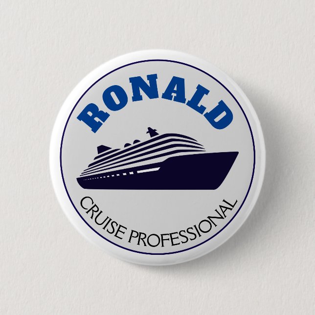 Badge Rond 5 Cm Bouton professionnel de croisière Nom cadeau (Devant)