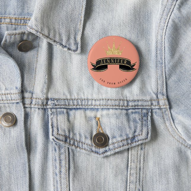 Badge Rond 5 Cm Bouton Prom Queen Peach personnalisé (En situation)