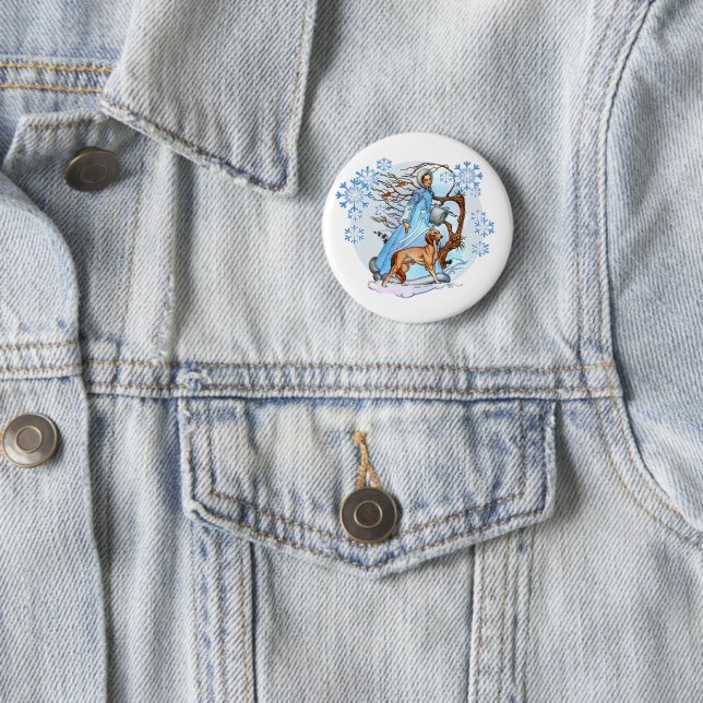 Badge Rond 5 Cm Bouton Promenade d'hiver (En situation)