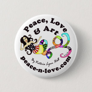 Badge Rond 5 Cm Bouton promotionnel de sirène pour Paix, Amour et