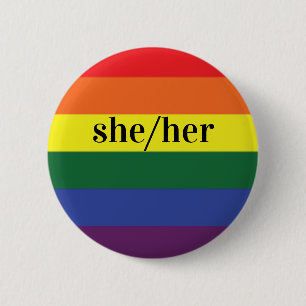 Badge Rond 5 Cm Bouton Pronoun de la Fierté arc-en-ciel LGBT
