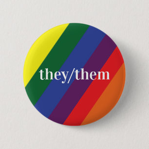 Badge Rond 5 Cm Bouton Pronoun - Fierté arc-en-ciel LGBT Ils/Eux