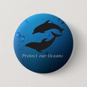 Badge Rond 5 Cm Bouton Protéger nos dauphins des océans