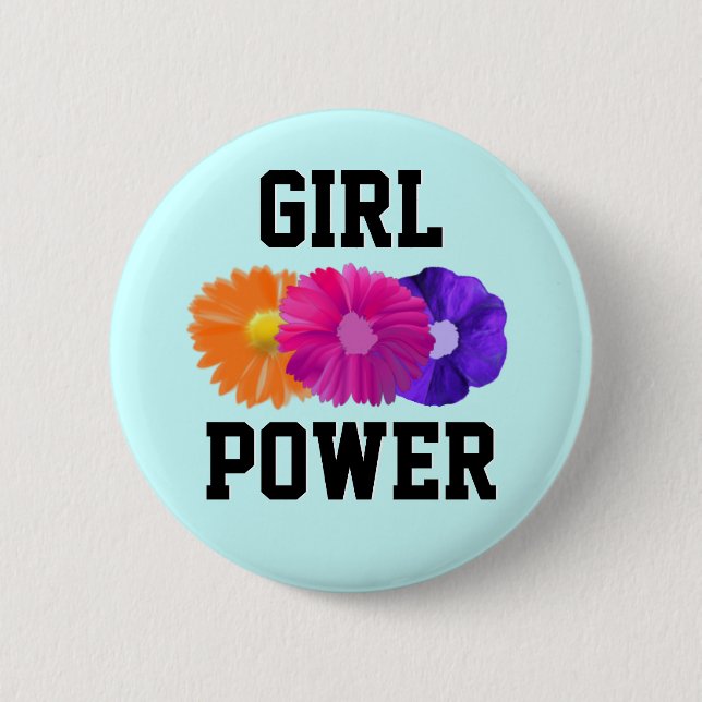 Badge Rond 5 Cm Bouton Puissance et Fleurs (Devant)