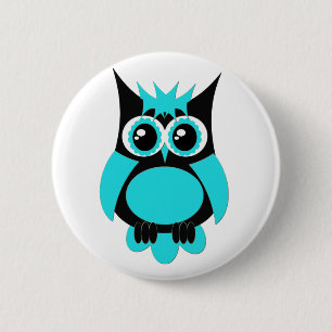 Badge Rond 5 Cm Bouton punk de hibou d'Aqua