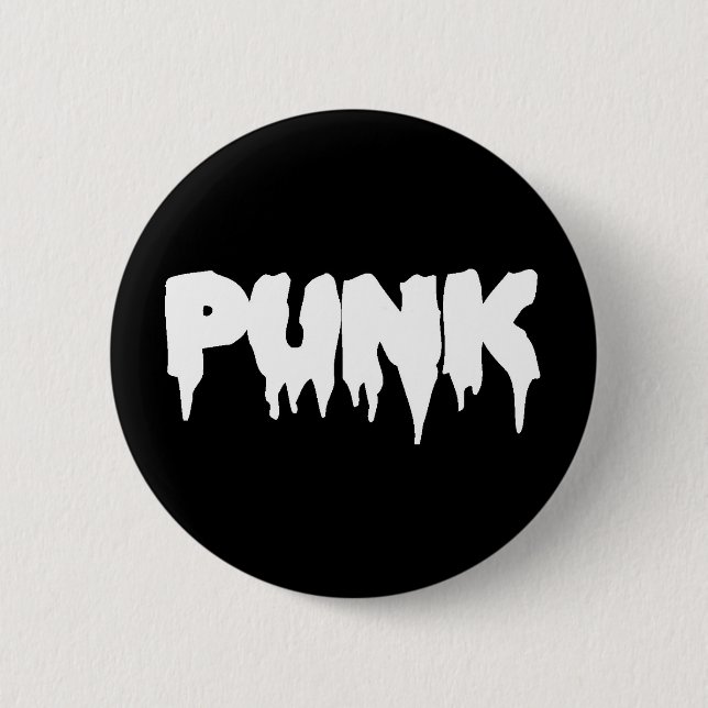 Badge Rond 5 Cm Bouton "Punk" noir et blanc (Devant)