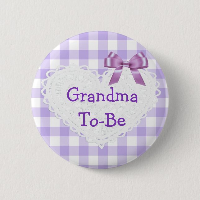 Badge Rond 5 Cm Bouton Purple À damiers grand-mère pour être Baby  (Devant)