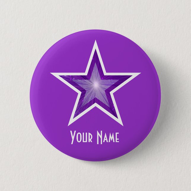 Badge Rond 5 Cm Bouton Purple Star 'Your Name' violet (Devant)