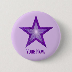 Badge Rond 5 Cm Bouton Purple Star 'Your Name' violet pâle