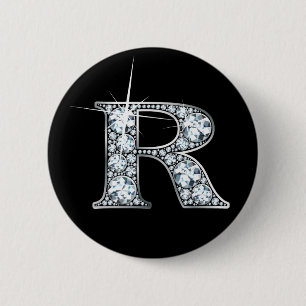 Badge Rond 5 Cm Bouton "R" à bille de diamant