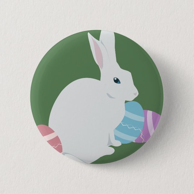 Badge Rond 5 Cm Bouton Rabbit de Pâques (Devant)