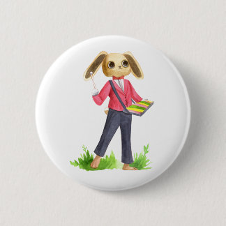 Badge Rond 5 Cm Bouton Rabbit musicien