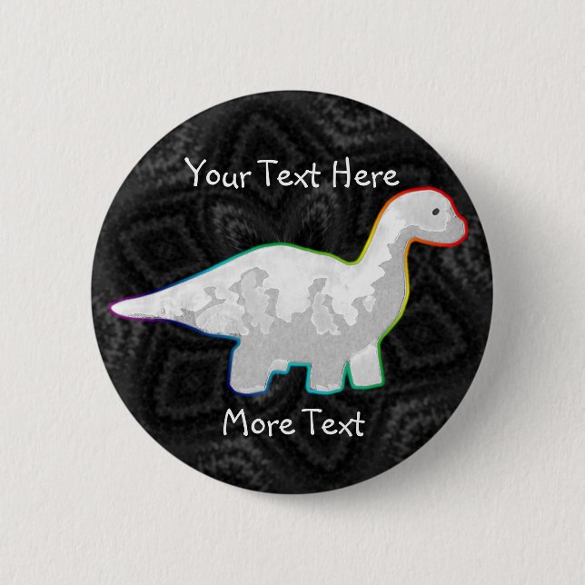 Badge Rond 5 Cm Bouton Rainboved White Dino (Devant)