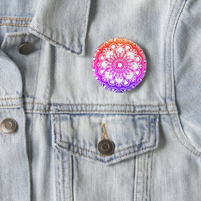 Badge Rond 5 Cm Bouton Rainbow Mandala (En situation)