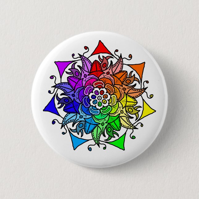 Badge Rond 5 Cm Bouton Rainbow Mandala (Devant)