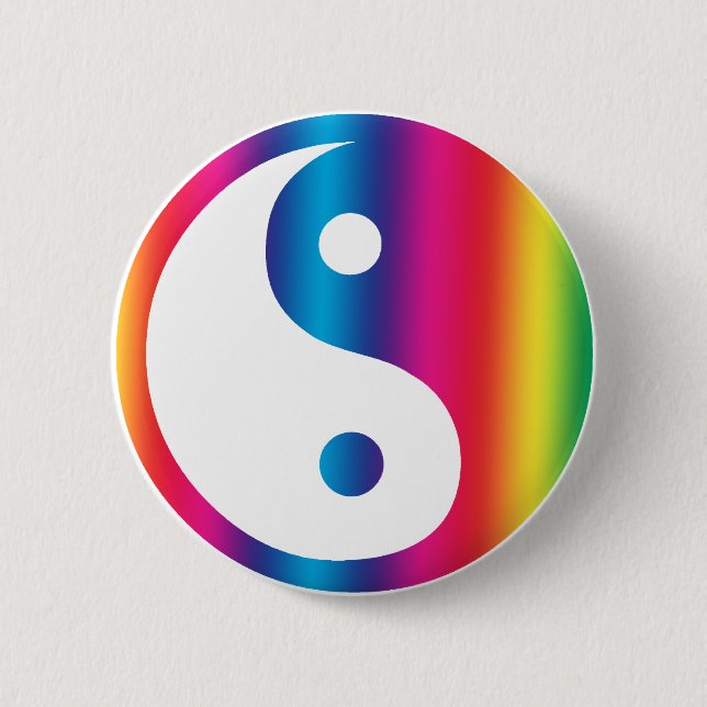 Badge Rond 5 Cm Bouton Rainbow Yin Yang (Devant)