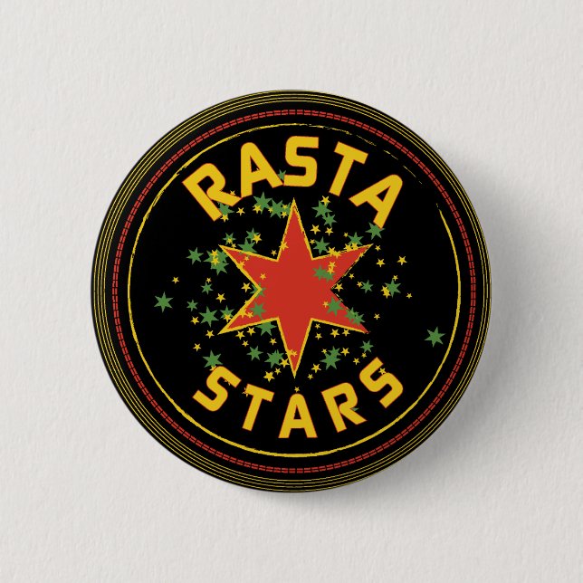 Badge Rond 5 Cm Bouton Rasta Stars (Devant)