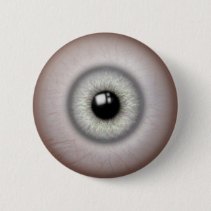 Badge Rond 5 Cm Bouton réaliste gris iris Eyeball