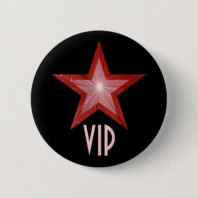Badge Rond 5 Cm Bouton Red Star 'VIP' noir (Devant)