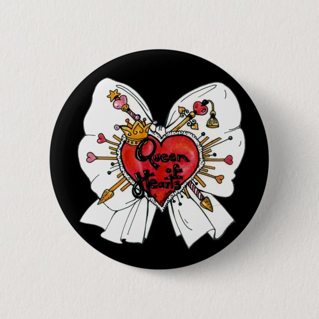 Badge Rond 5 Cm Bouton Reine des Coeurs (Devant)