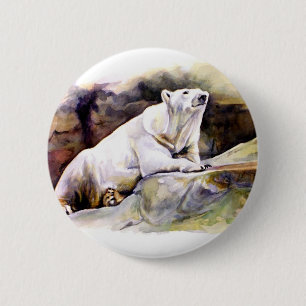 Badge Rond 5 Cm Bouton Repose Ours Polaire